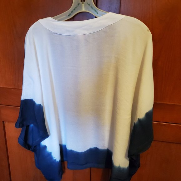 White & Navy Ombre Kimono Top S-M - Picture 5 of 5